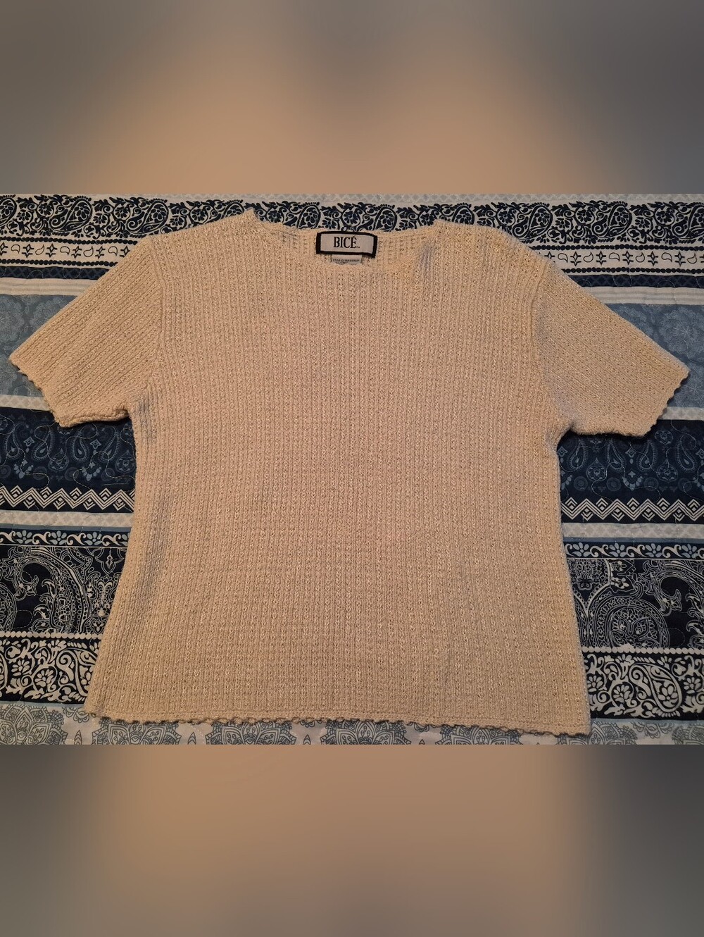 BICE Women's Short-Sleeve Crewneck Knit Shirt in Cream